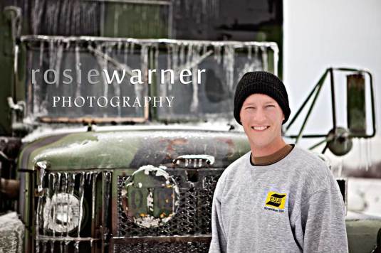 Jason in front of his army truck, Deuce and a half, deuce, rosie warner photography, truck photography